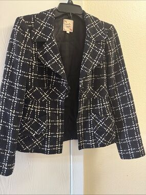 Nanette Lepore Black and White Check Tweed Blazer
